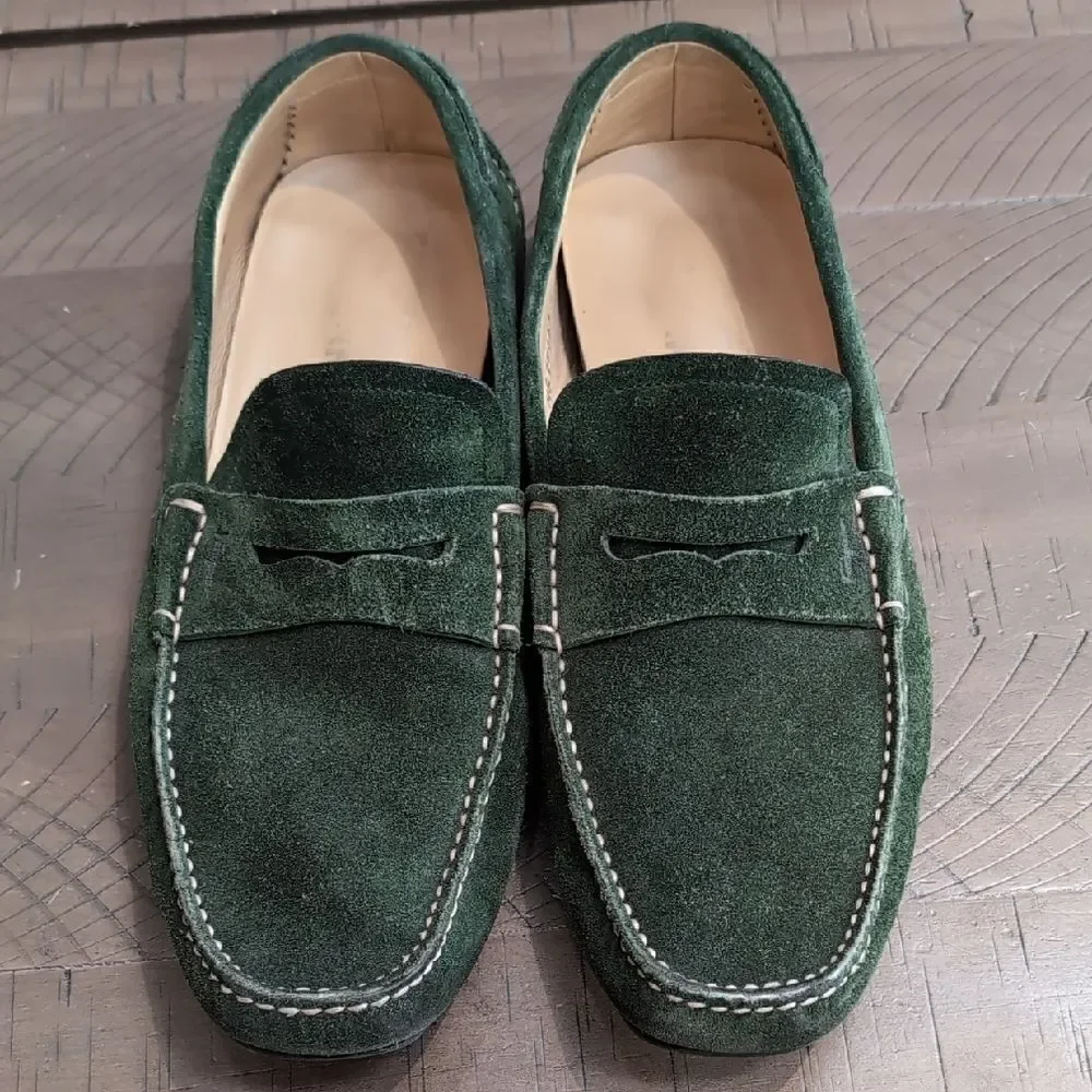 Salvatore Ferragamo Billy 2 Green Suede Driving Loafers Sz 9